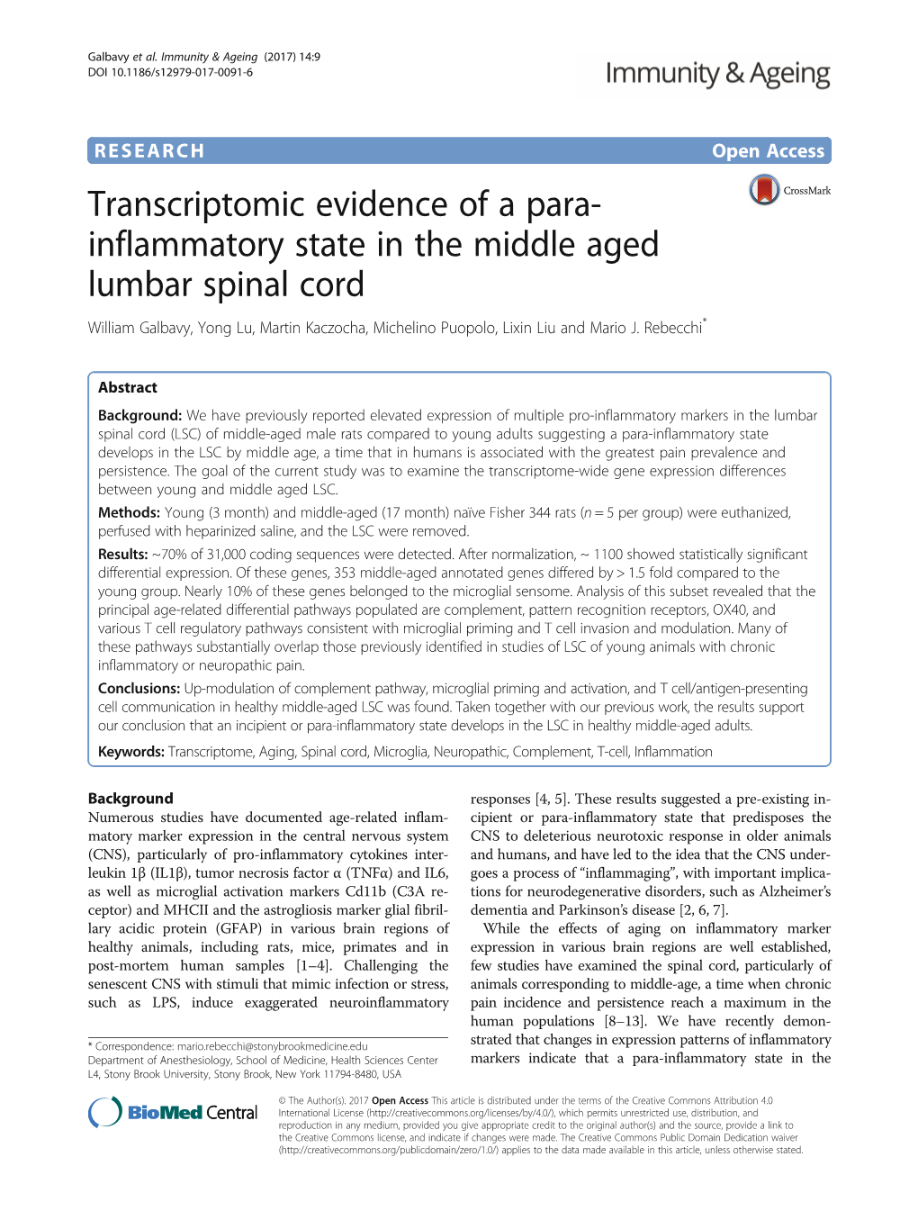 Transcriptomic Evidence of a Para-Inflammatory State in The