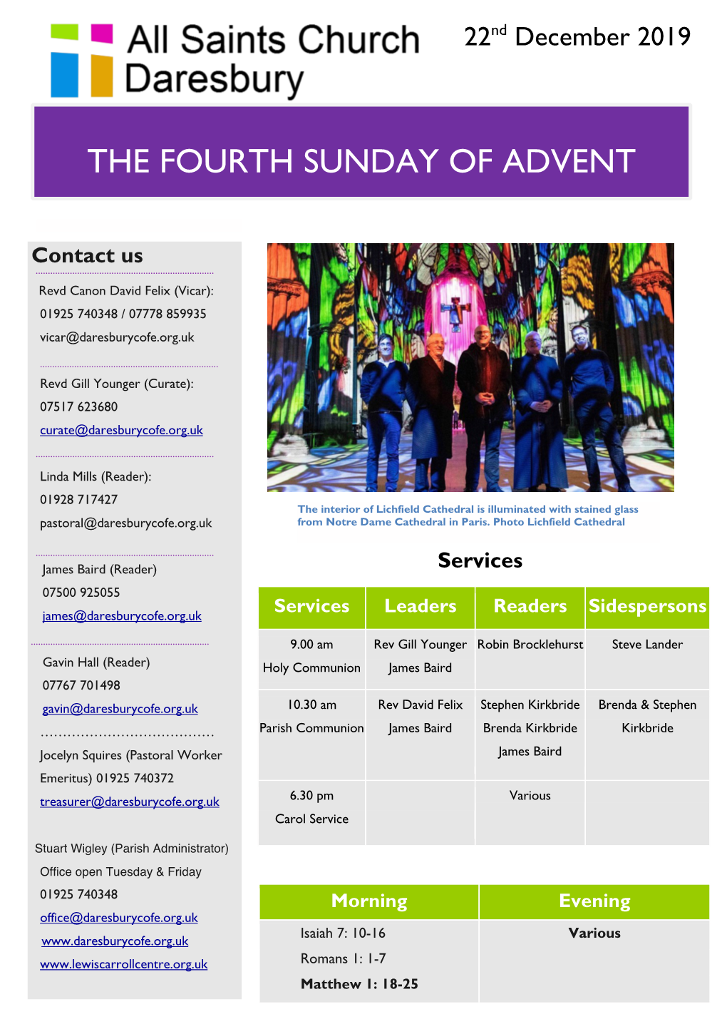 THE FOURTH SUNDAY of ADVENT28 Apr 2013