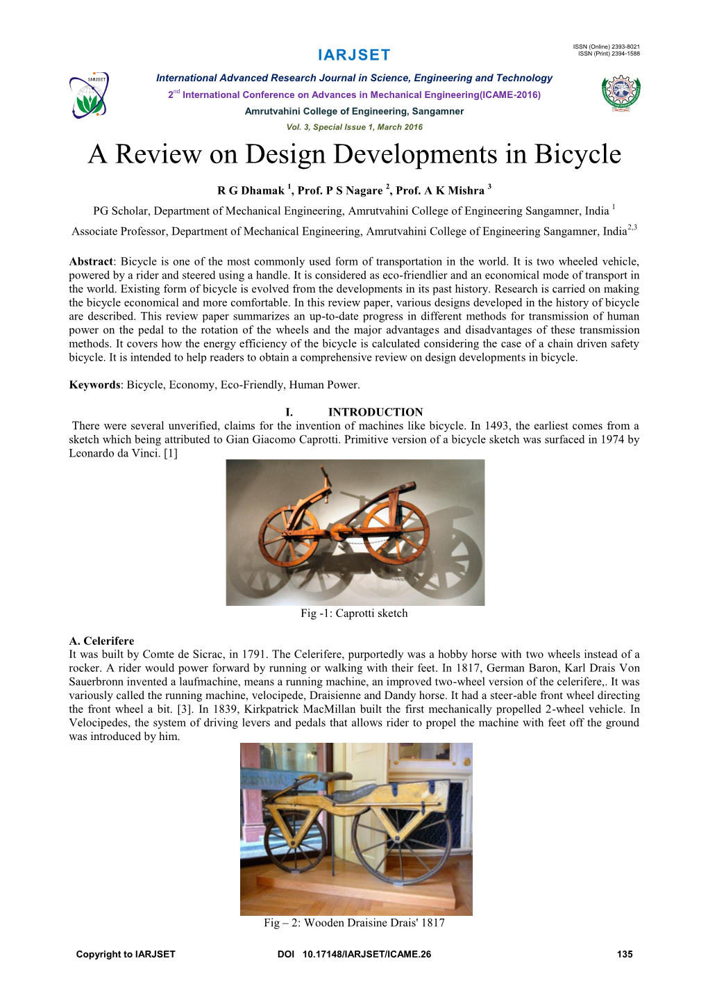 A Review on Design Developments in Bicycle