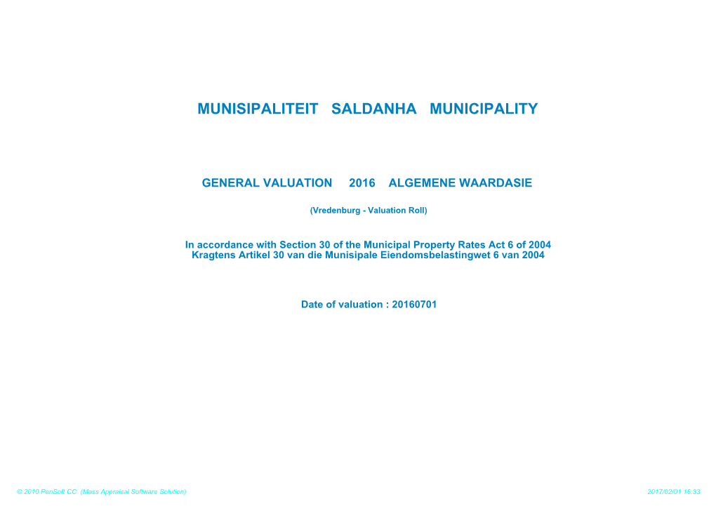 Munisipaliteit Saldanha Municipality