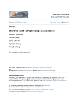 Hyphema. Part I. Pathophysiologic Considerations