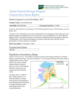 Alaska Natural Heritage Program Conservation Status Report