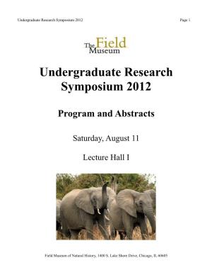 Undergraduate Research Symposium 2012 Page 1