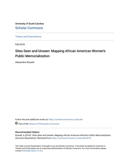 Mapping African American Women's Public Memorialization