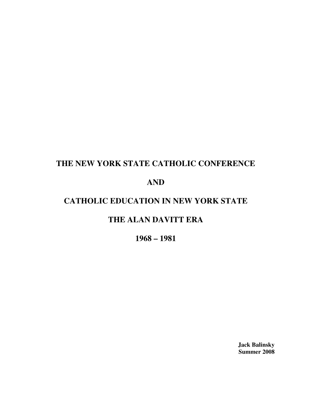 Catholic Education in New York State