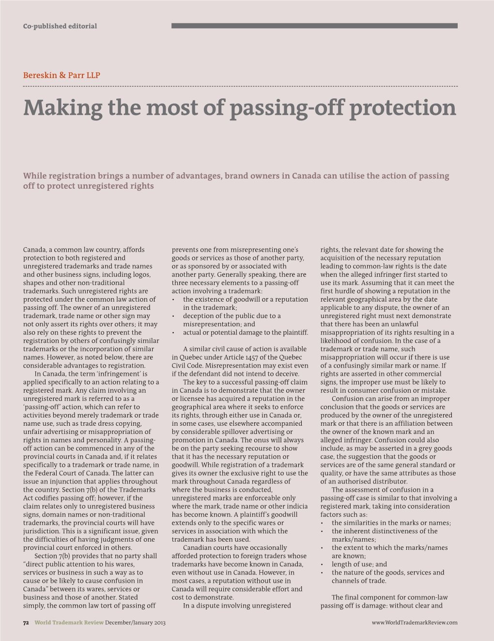 Making the Most of Passing-Off Protection