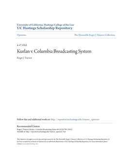 Kurlan V. Columbia Broadcasting System Roger J