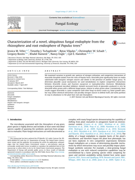 Characterization of a Novel, Ubiquitous Fungal Endophyte from the Rhizosphere and Root Endosphere of Populus Trees*