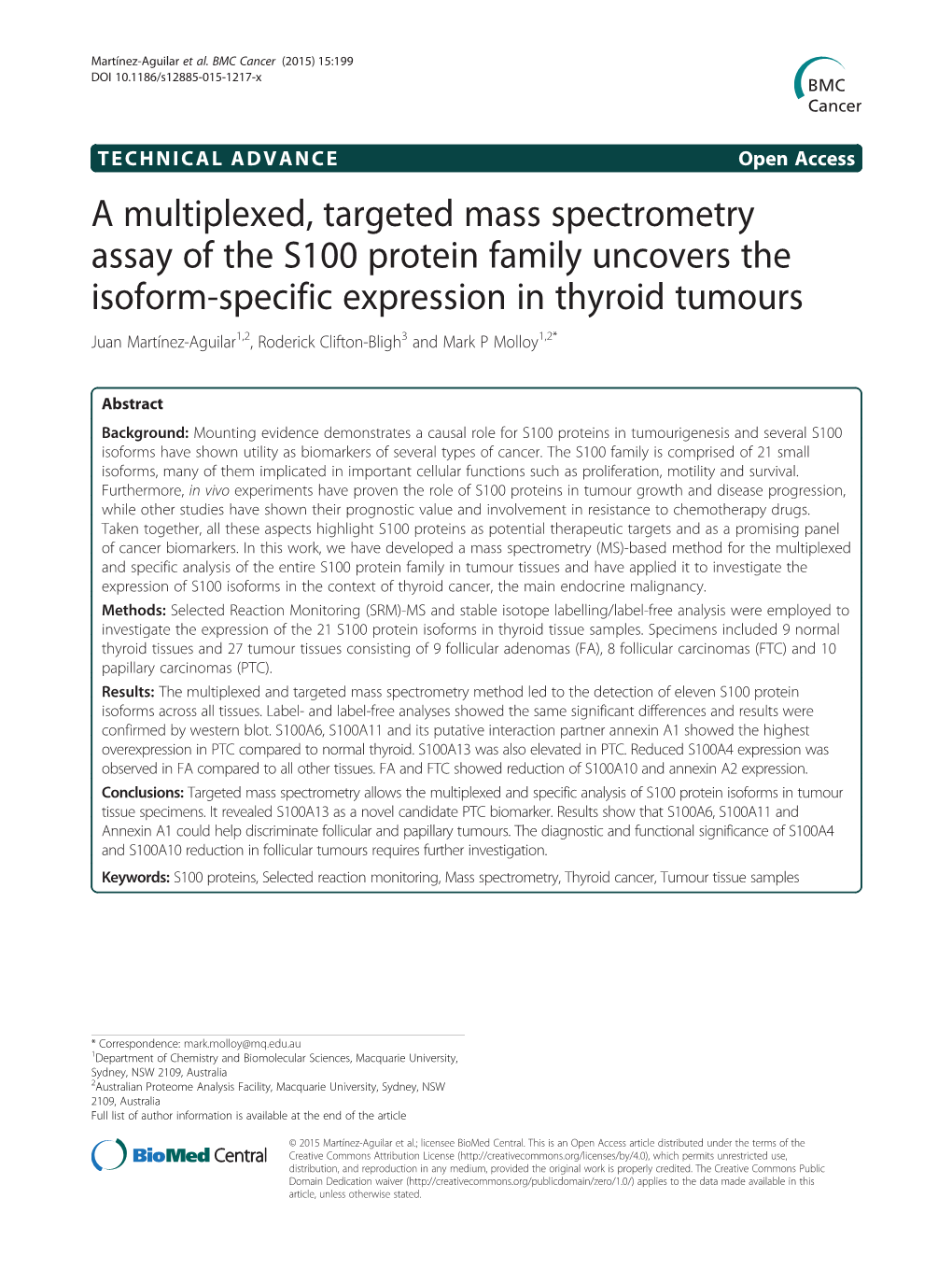 A Multiplexed, Targeted Mass Spectrometry Assay of the S100
