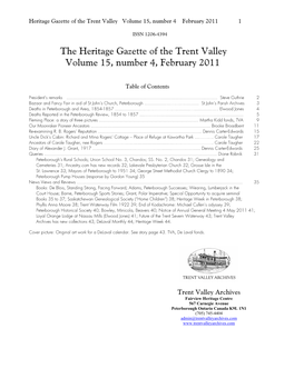 The Heritage Gazette of the Trent Valley Volume 15, Number 4, February 2011