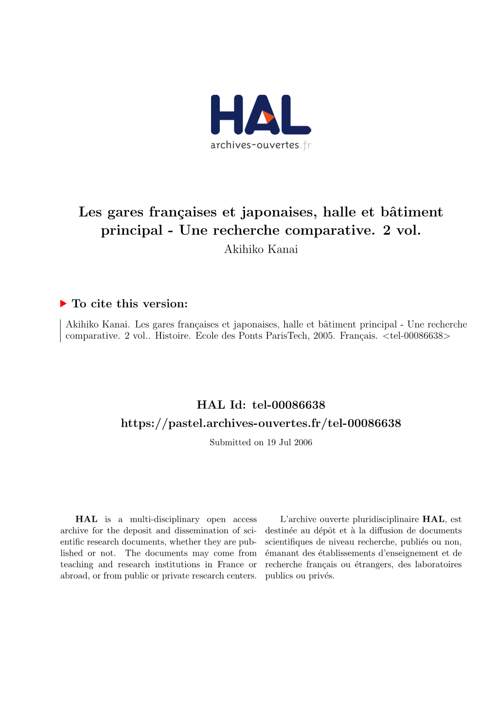 Les Gares Françaises Et Japonaises, Halle Et Bâtiment Principal