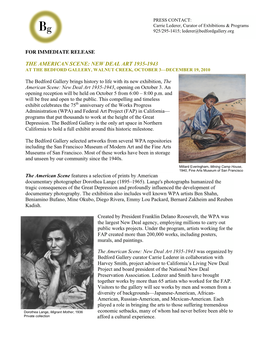 American Scene: New Deal Art 1935-1943 at the Bedford Gallery, Walnut Creek, October 3—December 19, 2010