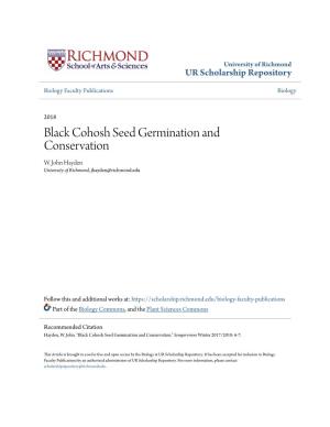Black Cohosh Seed Germination and Conservation W