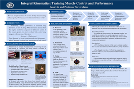 Integral Kinematics: Training Muscle Control and Performance Sean Lin and Professor Steve Mann