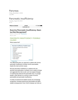 Pancreas Pancreatic Insufficiency