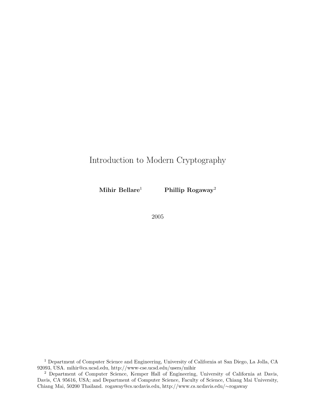 Introduction to Modern Cryptography