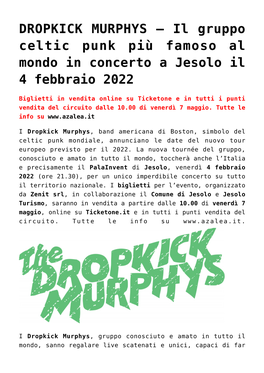 DROPKICK MURPHYS &#8211; Il Gruppo Celtic Punk