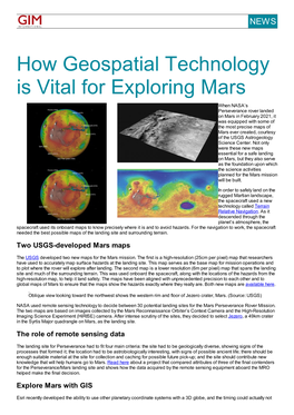 How Geospatial Technology Is Vital for Exploring Mars