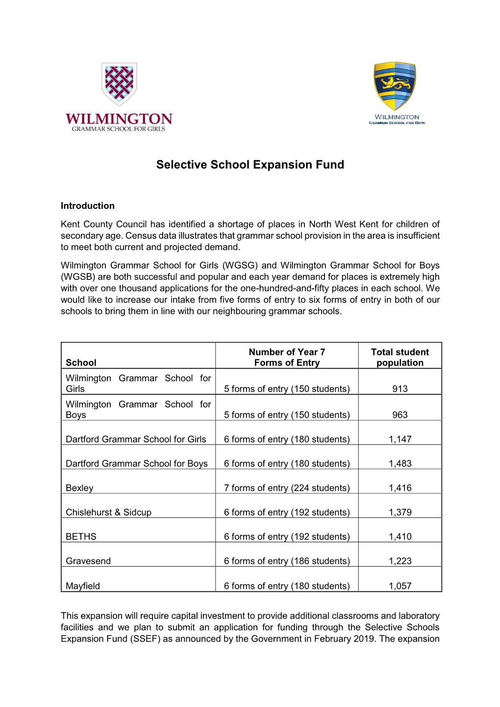 Selective School Expansion Fund