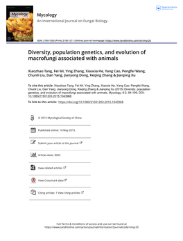 Diversity, Population Genetics, and Evolution of Macrofungi Associated with Animals