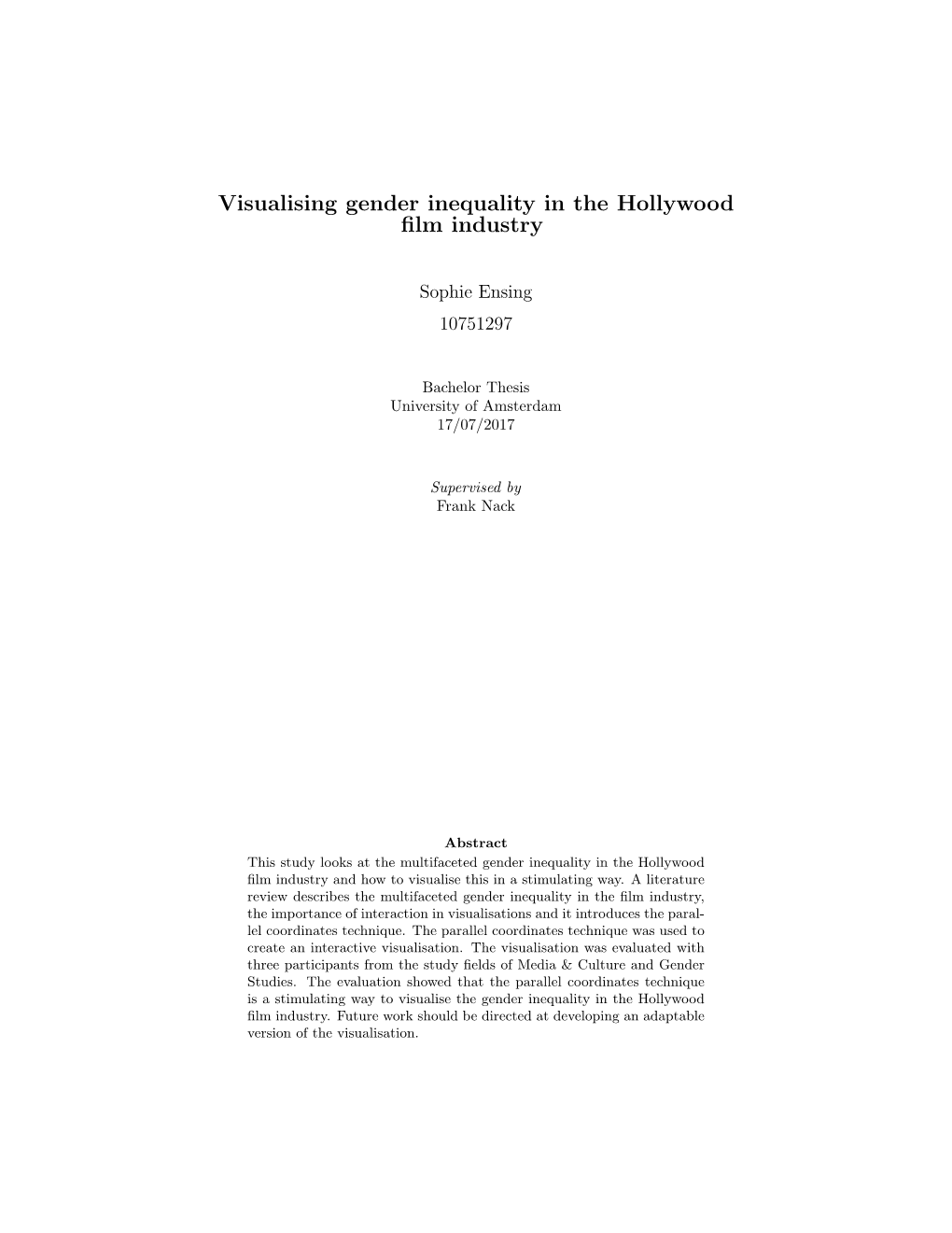 gender inequality in hollywood essay