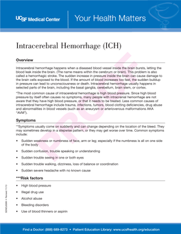 Your Health Matters Intracerebral Hemorrhage (ICH)