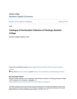 Catalogue of the Bowdoin Collection of Paintings, Bowdoin College