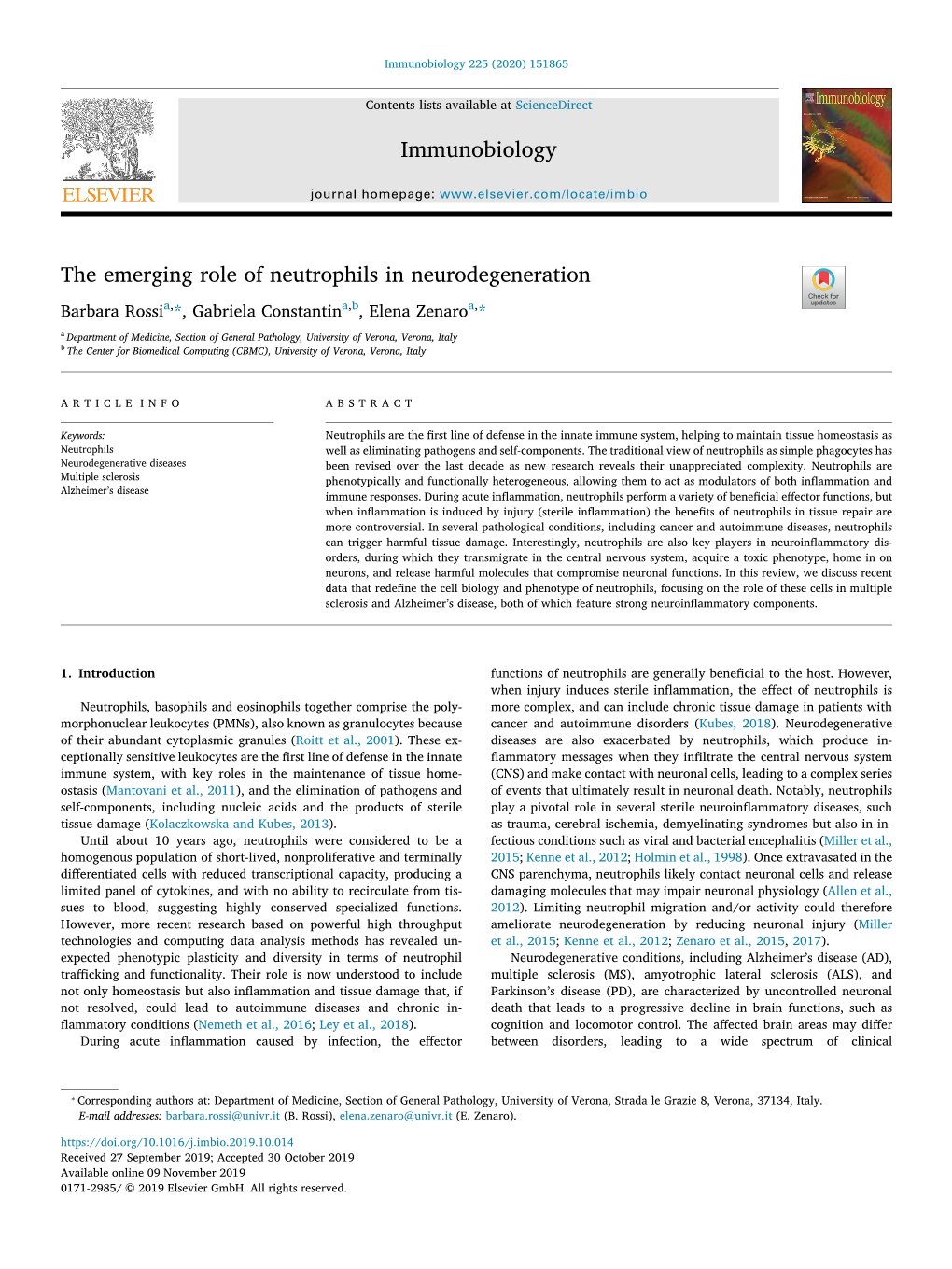 The Emerging Role of Neutrophils in Neurodegeneration