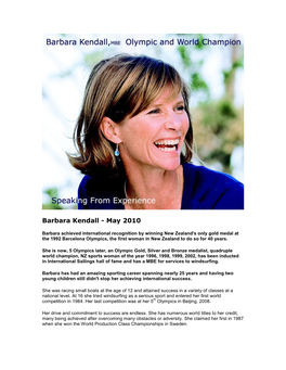Barbara Kendall - May 2010