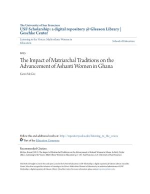 The Impact of Matriarchal Traditions on the Advancement of Ashanti Women in Ghana Karen Mcgee