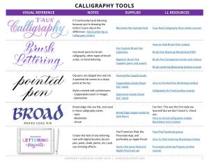Calligraphy Tools Visual Reference Notes Supplies Ll Resources