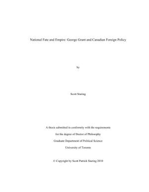 National Fate and Empire: George Grant and Canadian Foreign Policy