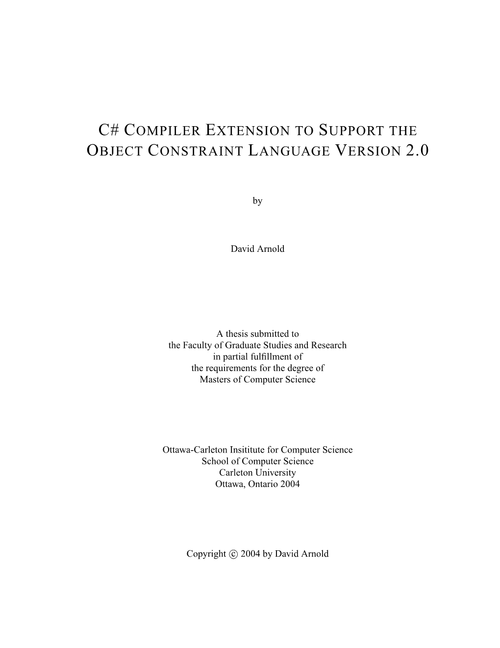 C# Compiler Extension to Support the Object Constraint Language Version 2.0