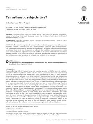 Can Asthmatic Subjects Dive?