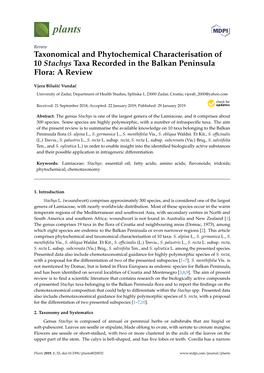 Taxonomical and Phytochemical Characterisation of 10 Stachys Taxa Recorded in the Balkan Peninsula Flora: a Review