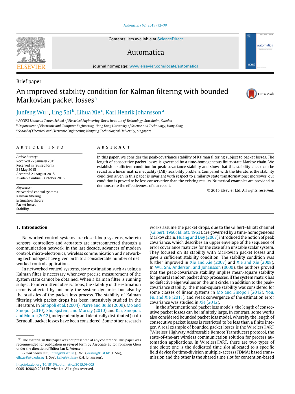 An Improved Stability Condition for Kalman Filtering with Bounded Markovian Packet Losses✩