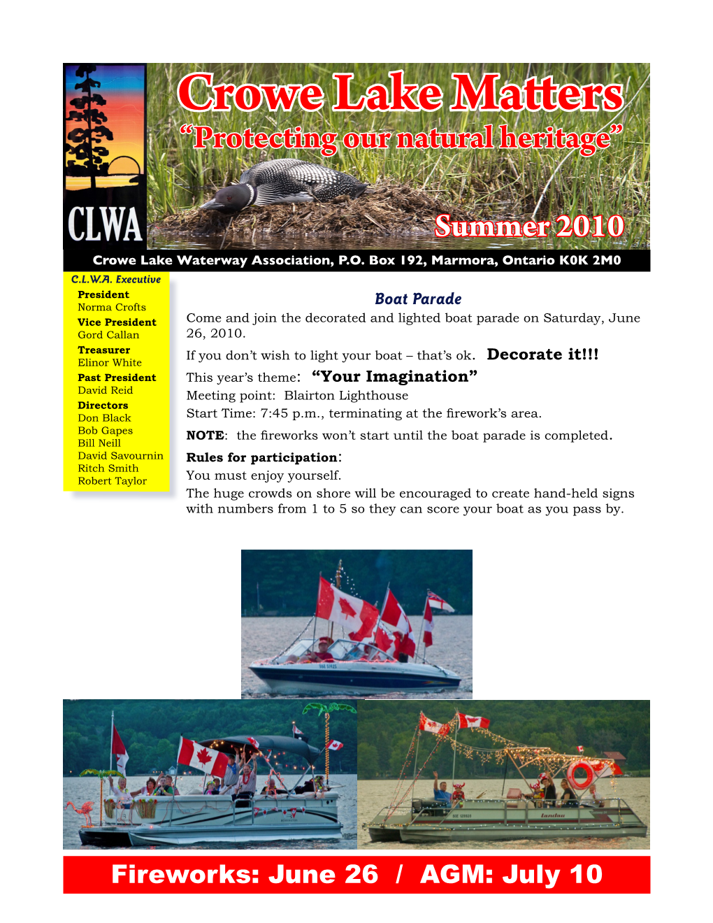 Crowe Lake Matters “Protecting Our Natural Heritage”
