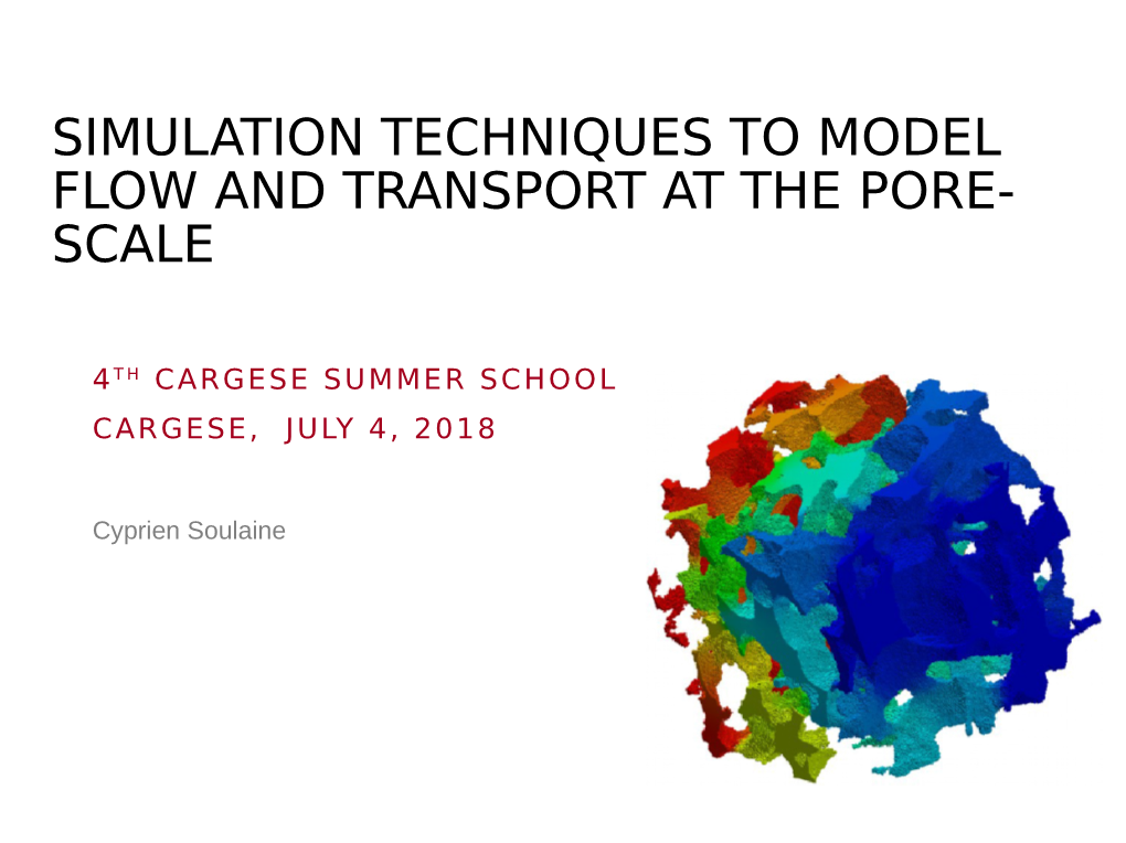 Simulation Techniques to Model Flow and Transport at the Pore- Scale