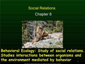Social Relations Chapter 8 Behavioral Ecology