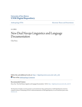 New Deal Navajo Linguistics and Language Documentation Char Peery