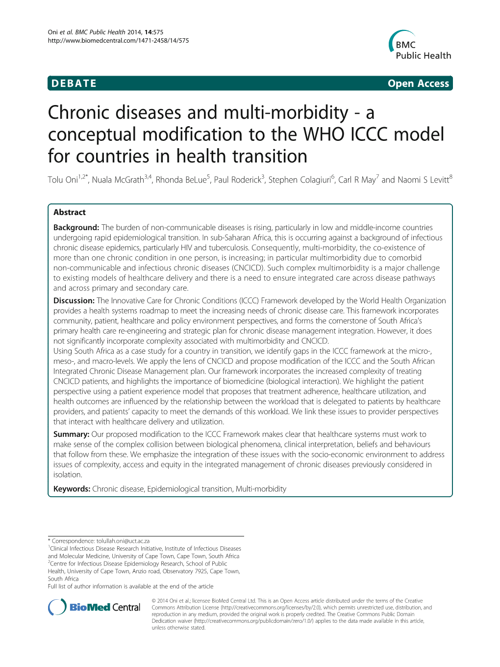 Chronic Diseases and Multi-Morbidity