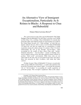 An Alternative View of Immigrant Exceptionalism, Particularly As It Relates to Blacks: a Response to Chua and Rubenfeld