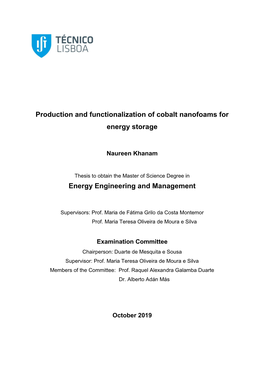 Production and Functionalization of Cobalt Nanofoams for Energy Storage Energy Engineering and Management