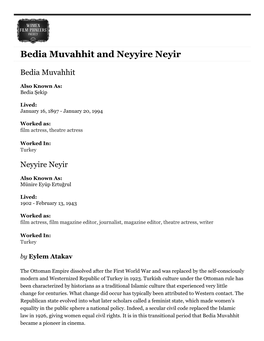 Bedia Muvahhit and Neyyire Neyir