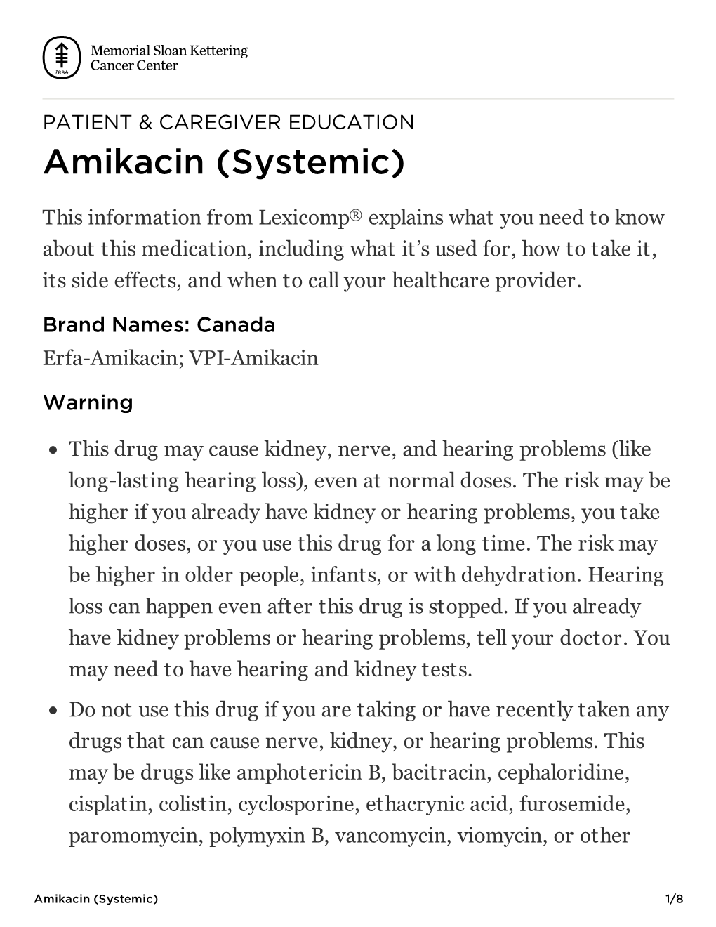 Amikacin (Systemic)