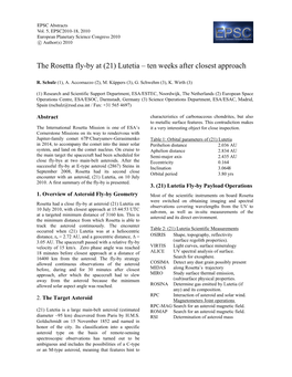 The Rosetta Fly-By at (21) Lutetia – Ten Weeks After Closest Approach