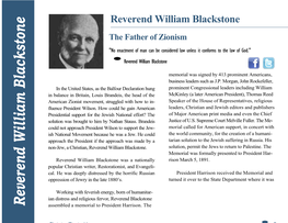 Reverend William Blackstone the Father of Zionism