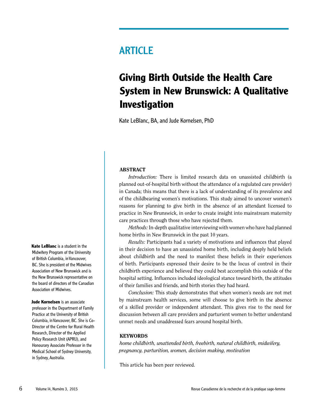 ARTICLE Giving Birth Outside the Health Care System in New