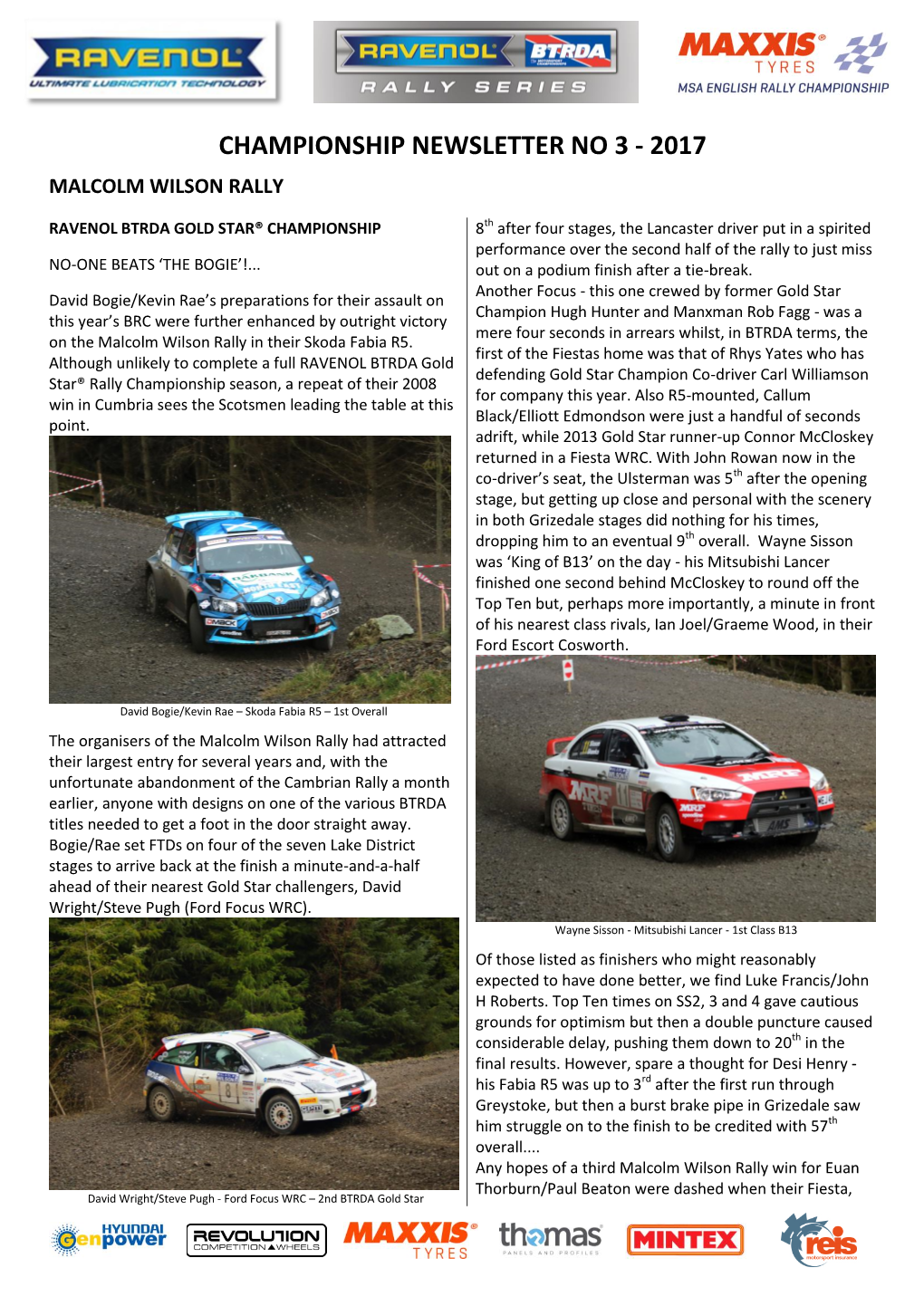 Championship Newsletter No 3 - 2017