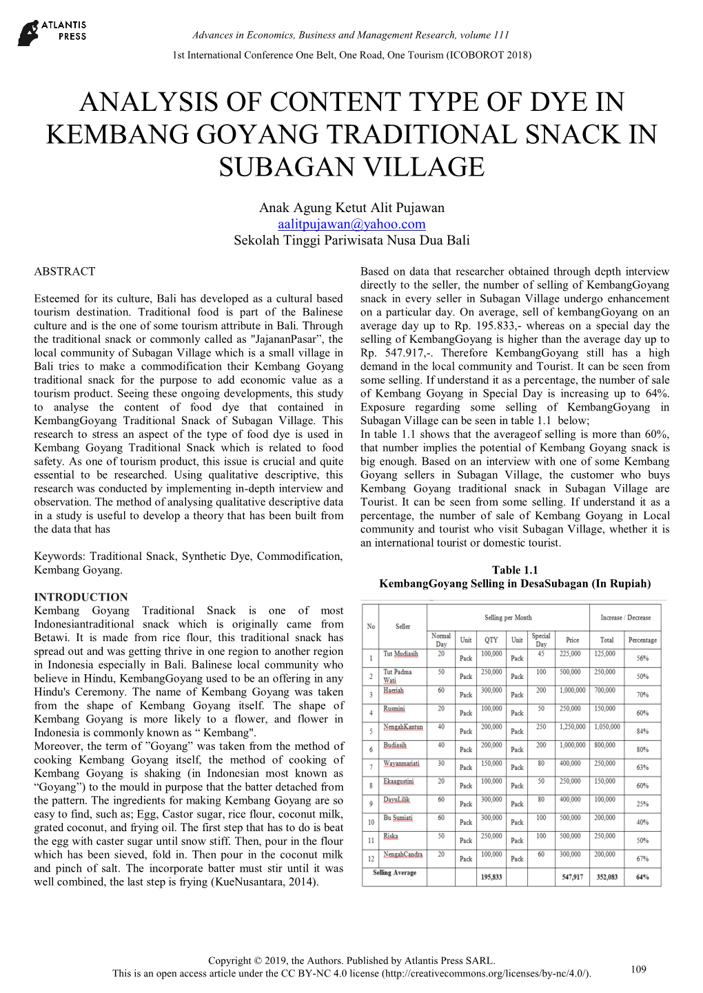 Analysis of Content Type of Dye in Kembang Goyang Traditional Snack in Subagan Village